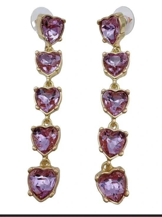 Oscar de la Renta heart shaped crystal earrings - Picture 2 of 7
